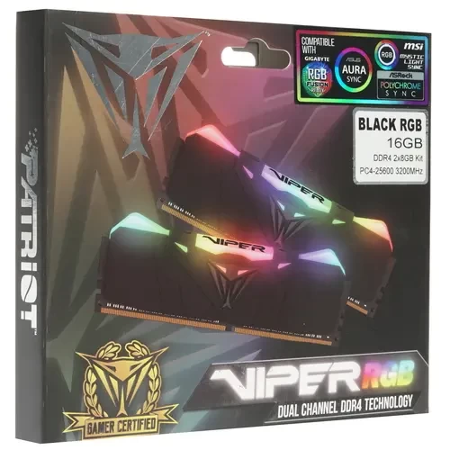 Оперативная память 16 Gb 3200 MHz PATRIOT Viper Gaming RGB Black (PVR416G320C6K)