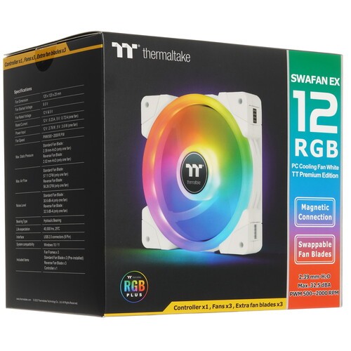 Комплект вентиляторов для корпуса Thermaltake SWAFAN EX12 TT Premium Edition RGB White CL-F161-PL12SW-A PWM