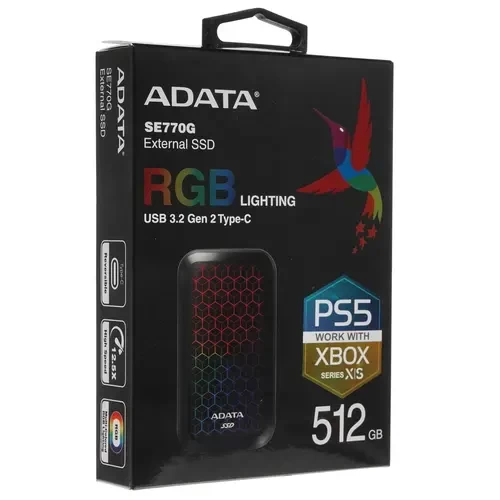 Внешний SSD ADATA 512 Gb ASE770G ASE770G-512GU32G2-CBK