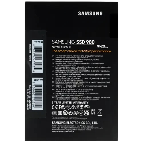Твердотельный накопитель Samsung 1000 Gb 980 (MZ-V8V1T0BW)
