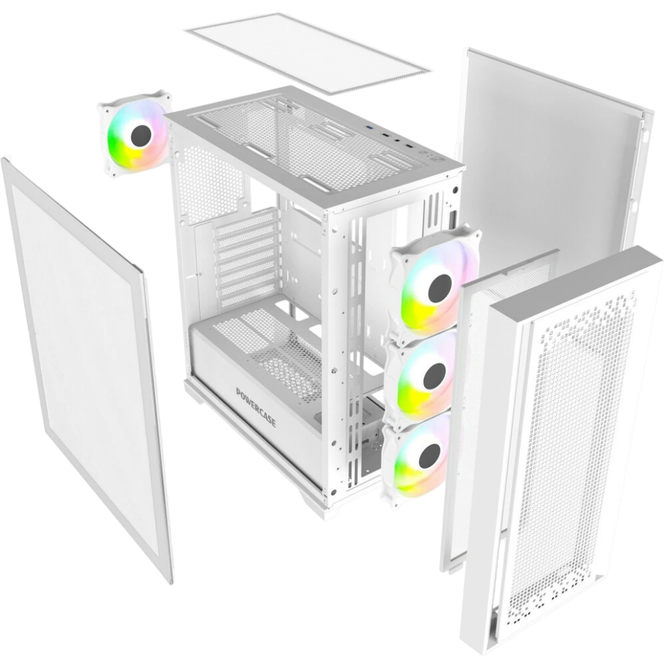 Компьютерный корпус Powercase ByteFlow TG ARGB White (CBFW-A4)
