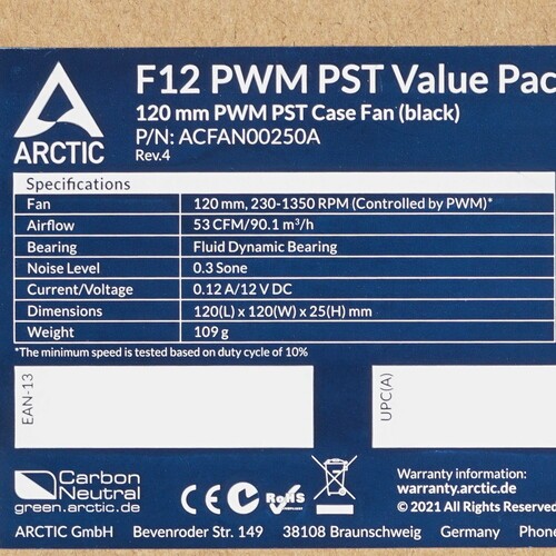 Вентилятор для корпуса Arctic Cooling F12 PWM PST Value Pack Black ACFAN00250A