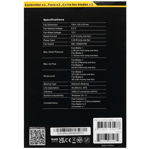 Комплект вентиляторов для корпуса Thermaltake SWAFAN 12 TT Premium Edition RGB CL-F137-PL12SW-A PWM