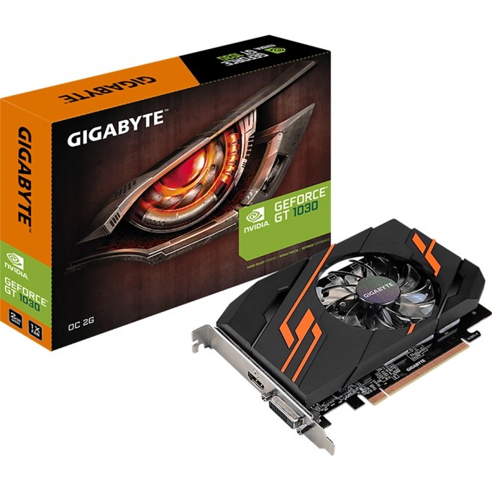 Видеокарта GIGABYTE (GV-N1030OC-2GI) GeForce GT 1030 1290MHz PCI-E 3.0 2048MB 6008MHz 64 bit DVI HDMI HDCP OC