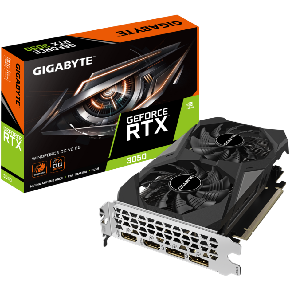 Видеокарта Gigabyte (GV-N3050WF2OCV2-6GD) GeForce RTX 3050 6GB WINDFORCE V2 OC