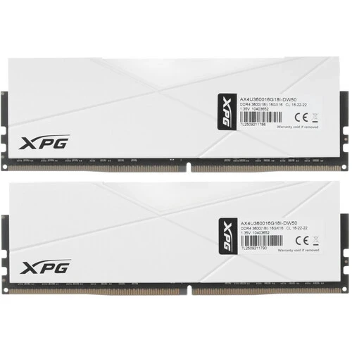 Оперативная память 32 Gb 3600 MHz ADATA XPG SPECTRIX D50 RGB White (AX4U360016G18I-DW50)