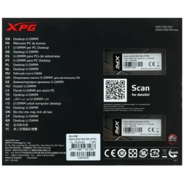 Оперативная память 32 Gb 3200 MHz ADATA XPG SPECTRIX D50 Grey RGB (AX4U320016G16A-DT50)