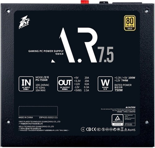 Блок питания 1STPLAYER 750W AR Black (PS-750AR)