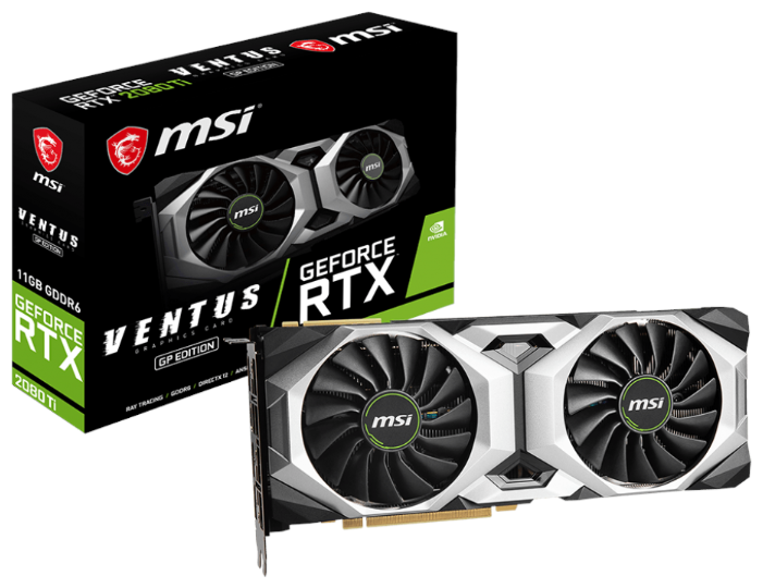Видеокарта MSI (RTX 2080 Ti VENTUS GP) GeForce RTX 2080 Ti 1350MHz PCI-E 3.0 11264MB 14000MHz 352 bit 3xDisplayPort HDMI HDCP VENTUS GP