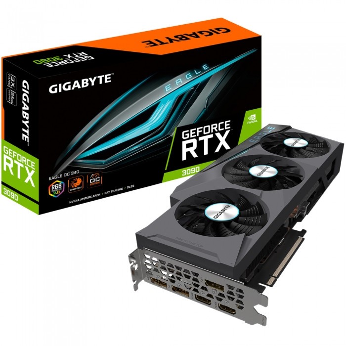 Видеокарта GIGABYTE (GV-N3090EAGLE OC-24GD) GeForce RTX 3090 24GB EAGLE OC