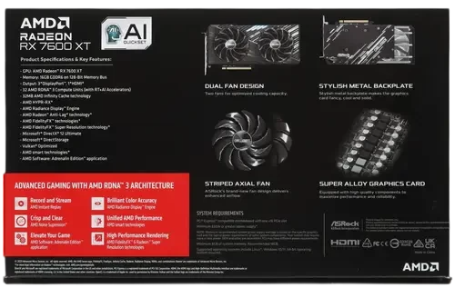 Видеокарта ASRock (RX7600XT CL 16GO) Radeon RX 7600 XT 16GB Challenger OC