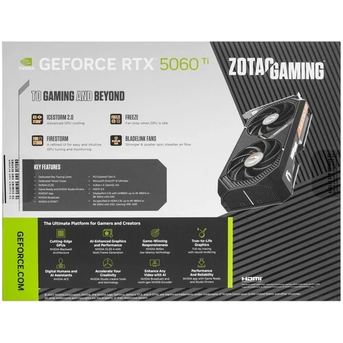 Видеокарта ZOTAC (ZT-B50610F-10M) GeForce RTX 5060 Ti 8GB AMP