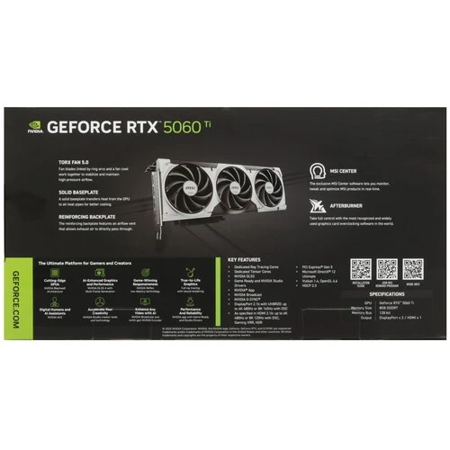 Видеокарта MSI (G506T-8V3) GeForce RTX 5060 Ti 8G VENTUS 3X