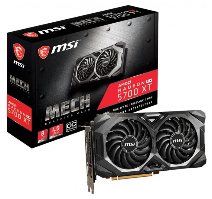 Видеокарта MSI (RX 5700 XT MECH OC) AMD ATI Radeon RX 5700 XT 1670MHz PCI-E 4.0 8192MB 14000MHz 256 bit 3xDisplayPort HDMI HDCP MECH OC