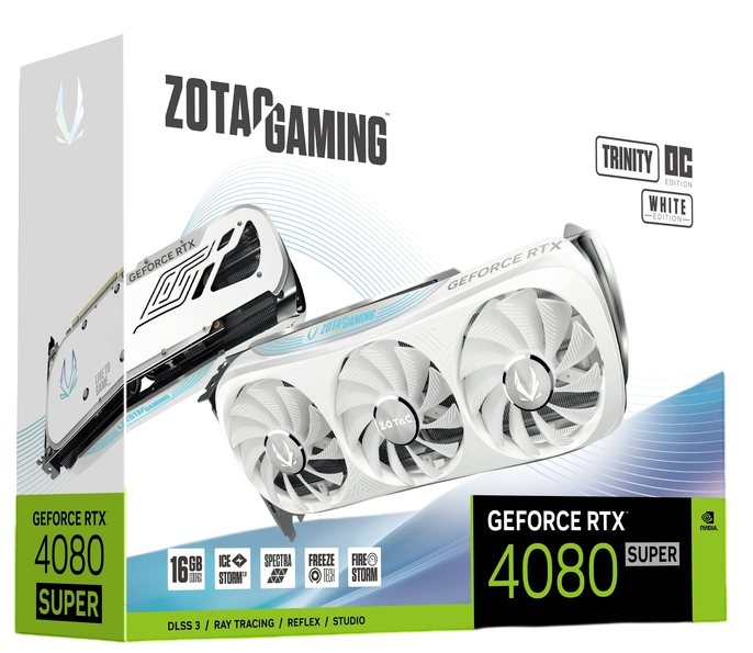 Видеокарта ZOTAC (ZT-D40820Q-10P) GeForce RTX 4080 SUPER 16GB TRINITY OC WHITE ED