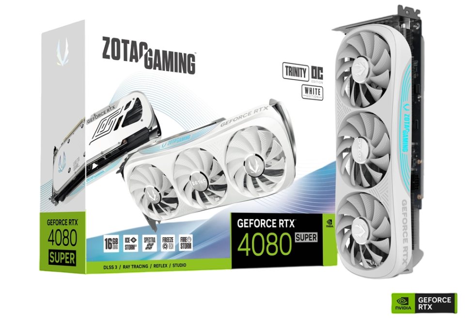 Видеокарта ZOTAC (ZT-D40820Q-10P) GeForce RTX 4080 SUPER 16GB TRINITY OC WHITE ED