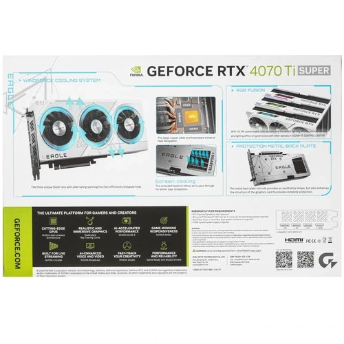Видеокарта Gigabyte (GV-N407TSEAGLEOCICE-16GD) GeForce RTX 4070 Ti SUPER 16GB EAGLE OC ICE