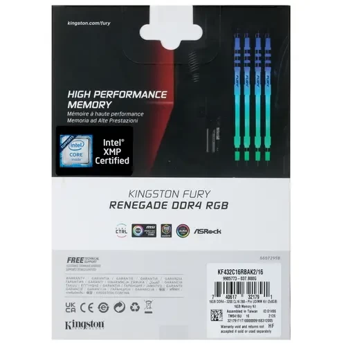 Оперативная память 16 Gb 3200 MHz Kingston FURY Renegade RGB (KF432C16RBAK2/16)