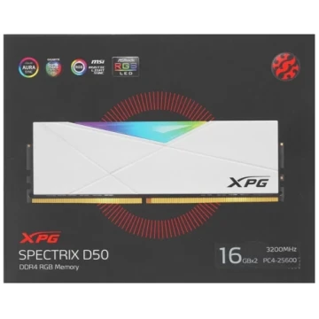 Оперативная память 32 Gb 3200 MHz ADATA XPG SPECTRIX D50 RGB White (AX4U320016G16A-DW50)