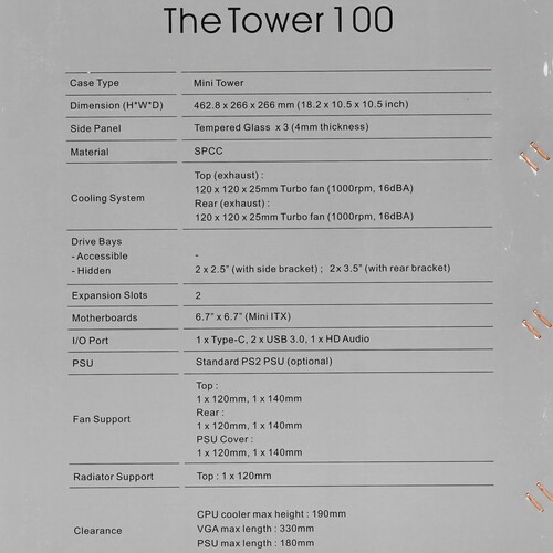 Компьютерный корпус Thermaltake The Tower 100 TG Black (CA-1R3-00S1WN-00)