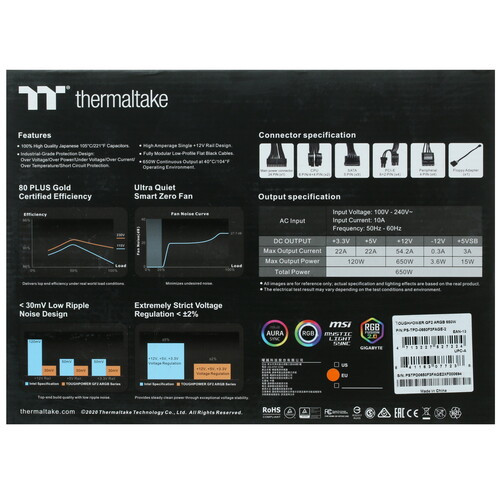 Блок питания Thermaltake 650W TOUGHPOWER GF2 ARGB 650 PLUS Gold PS-TPD-0650F3FAGE-2