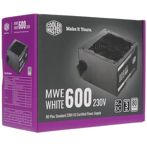Блок питания Cooler Master 600W MasterWatt Lite 600 MPE-6001-ACABW-EU