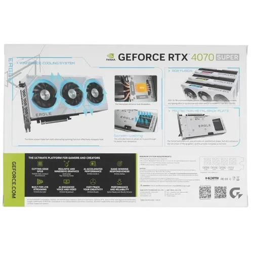 Видеокарта Gigabyte (GV-N407SEAGLEOC ICE-12GD) GeForce RTX 4070 SUPER 12GB EAGLE OC ICE