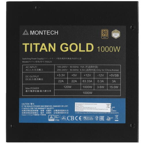 Блок питания Montech 1000W TITAN GOLD Black (TIS0125) 16 Pin (PCIe 5.0 Connector Cable Details)