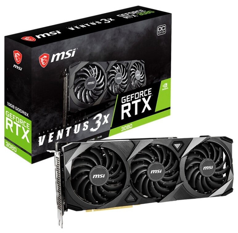 Видеокарта MSI (RTX 3080 VENTUS 3X 10G OC) GeForce RTX 3080 10GB VENTUS 3X 10G OC LHR