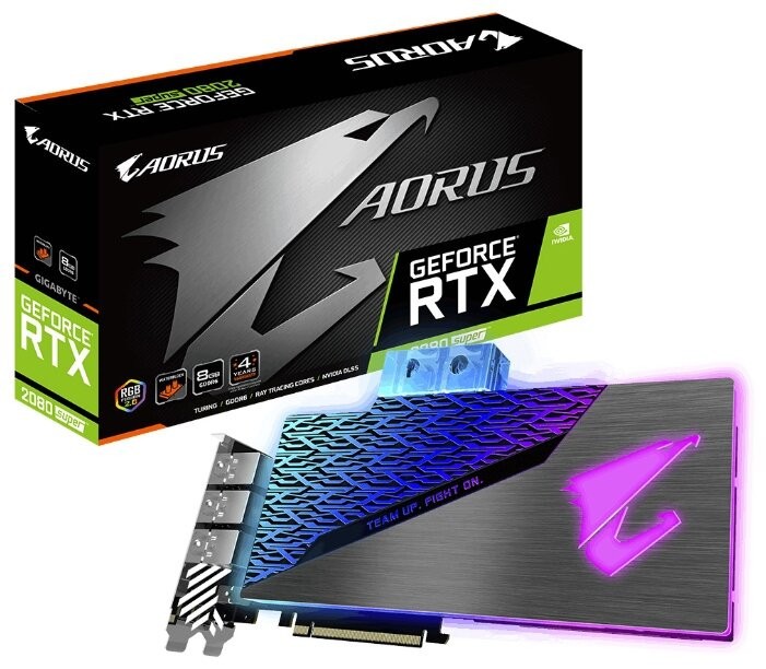 Видеокарта GIGABYTE (GV-N208SAORUS WB-8GC) GeForce RTX 2080 SUPER 1860MHz PCI-E 3.0 8192MB 15500MHz 256 bit 3xHDMI HDCP AORUS WATERFORCE WB