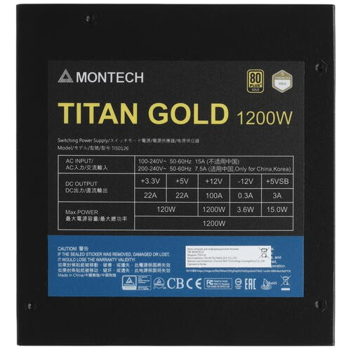 Блок питания Montech 1200W TITAN GOLD Black (TIS0126) 16 Pin (PCIe 5.0 Connector Cable Details)