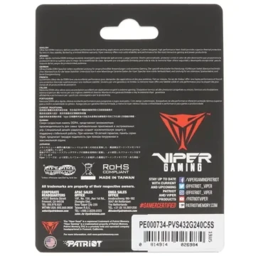 Оперативная память 32 Gb 2400 MHz PATRIOT VIPER STEEL (PVS432G240C5S)