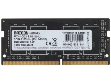 Оперативная память 4 Gb 2133 MHz AMD SODIMM R7 PERFOMANCE SERIES Black (R744G2133S1S-U)