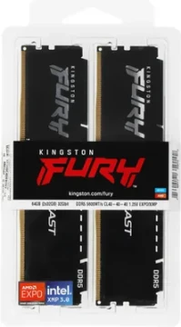 Оперативная память 64 Gb 5600 MHz Kingston FURY Beast RGB Black (KF556C40BB2K2-64)