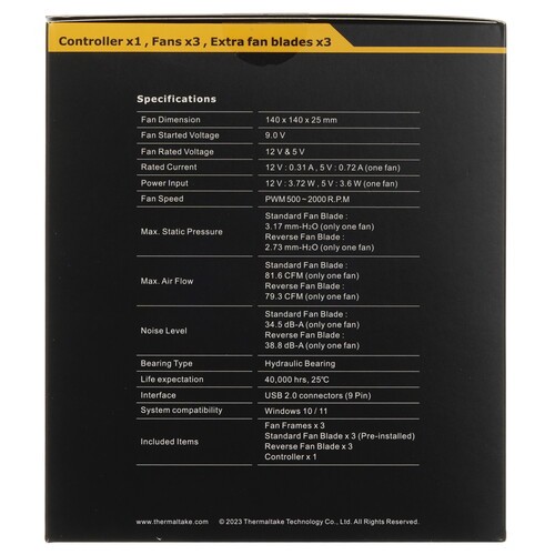Комплект вентиляторов для корпуса Thermaltake SWAFAN EX14 TT Premium Edition RGB CL-F144-PL14SW-A PWM