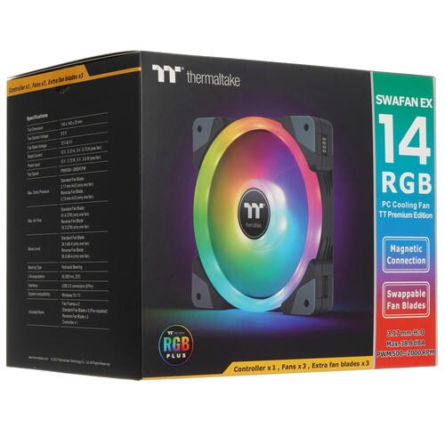 Комплект вентиляторов для корпуса Thermaltake SWAFAN EX14 TT Premium Edition RGB CL-F144-PL14SW-A PWM