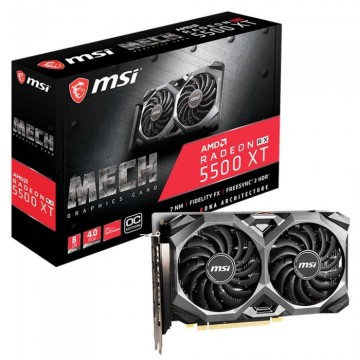 Видеокарта MSI (RX 5500 XT MECH 8G OC) Radeon RX 5500 XT 1647Mhz PCI-E 4.0 8192Mb 14000Mhz 128 bit HDMI 3xDisplayPort HDCP MECH OC
