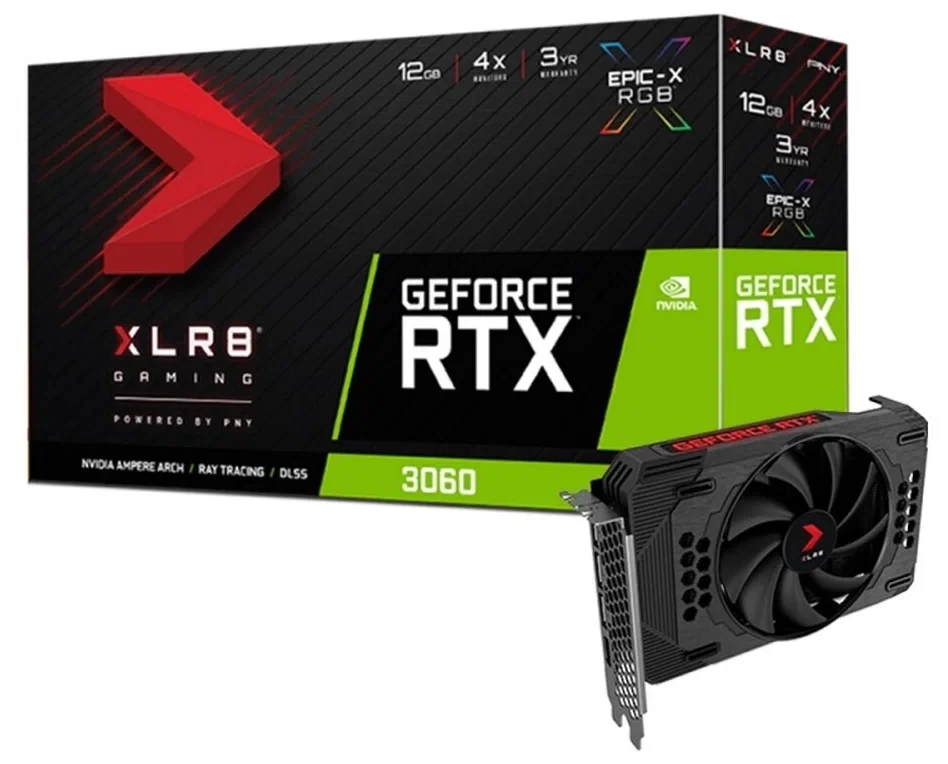 Видеокарта PNY (VCG306012SFXPPB) GeForce RTX 3060 12GB XLR8 Gaming REVEL EPIC-X RGB Single Fan
