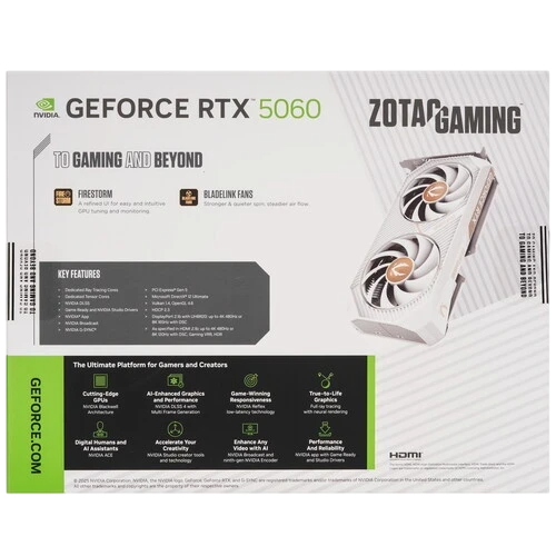 Видеокарта ZOTAC (ZT-B50600Q-10M) GeForce RTX 5060 8GB Twin Edge OC WHITE ED
