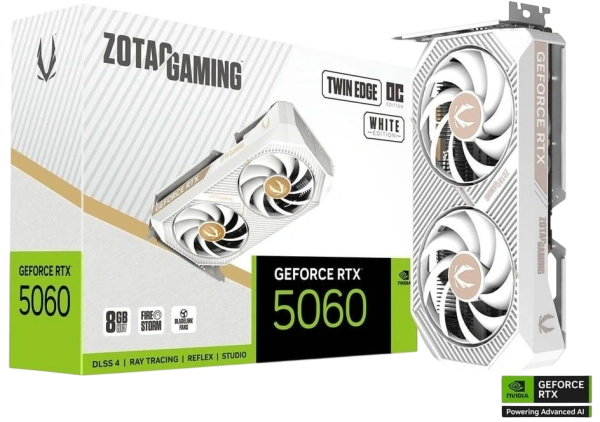 Видеокарта ZOTAC (ZT-B50600Q-10M) GeForce RTX 5060 8GB Twin Edge OC WHITE ED