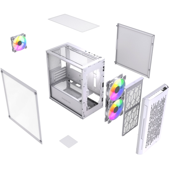 Компьютерный корпус Powercase Mistral Micro D3W TG ARGB V2 White (CMMDW-A3-V2)