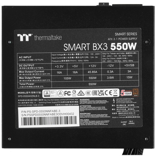 Блок питания Thermaltake 550W Smart BX3 550 (PS-SPD-0550NNFABx-3/PS-SPD-0550NNFABE-3) 16 Pin (PCIe 5.0 Connector Cable Details)