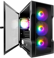 Компьютерный корпус 1STPLAYER TRILOBITE T3-G TG Black (T3-G-BK-4F1)