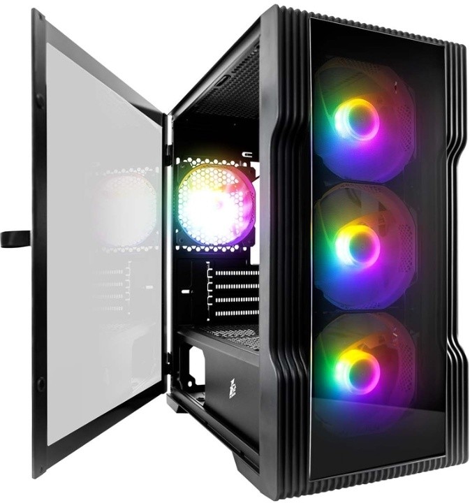 Компьютерный корпус 1STPLAYER TRILOBITE T3-G TG Black (T3-G-BK-4F1)
