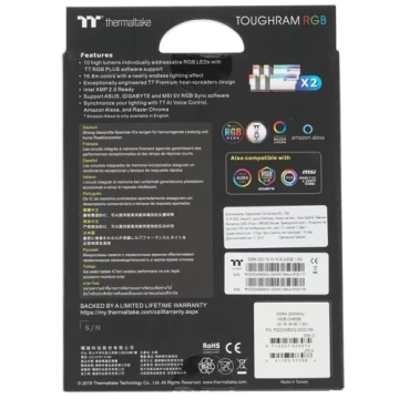 Оперативная память 16 Gb 3200 MHz Thermaltake TOUGHRAM RGB (R022D408GX2-3200C16A)