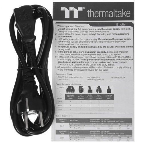 Блок питания Thermaltake 750W Smart BX3 750 (PS-SPD-0750NNFABx-3/PS-SPD-0750NNFABE-3)