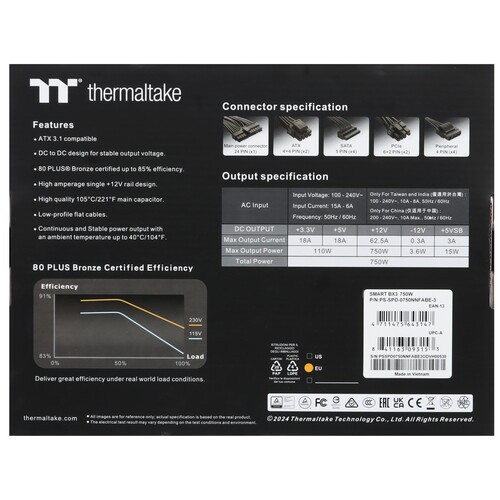 Блок питания Thermaltake 750W Smart BX3 750 (PS-SPD-0750NNFABx-3/PS-SPD-0750NNFABE-3)