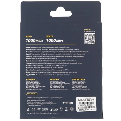 Внешний SSD Patriot 1000 USB-C EXT. Red (PTPL1TBPEC)