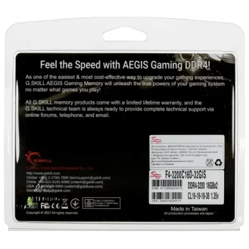 Оперативная память 32 Gb 3200 MHz G.Skill AEGIS (F4-3200C16D-32GIS)