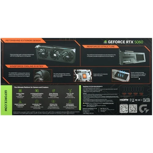Видеокарта Gigabyte (GV-N5060GAMING-8GD) GeForce RTX 5060 8GB GAMING